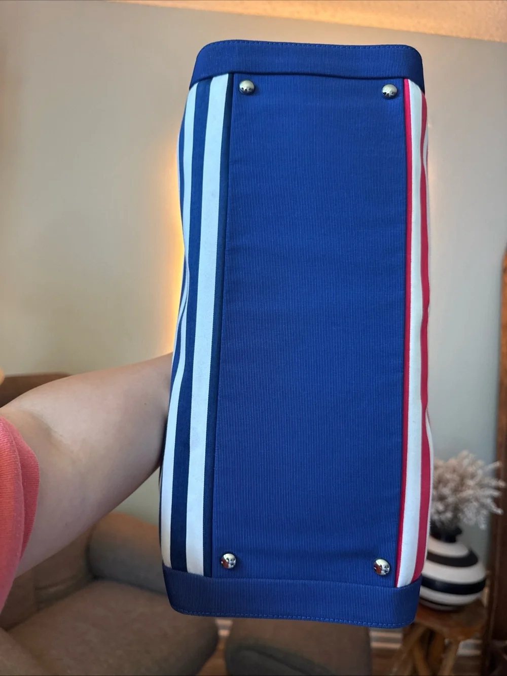 AUTH Chanel Marinière striped Chain Tote  bag. Cruise line